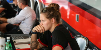 Chloé Lerin, as seen in the MotoAmerica paddock in 2023. Photo by Brian J. Nelson.