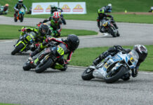 Nathan Gouker (1) leading a MotoAmerica Mini Cup race at Barber Motorsports Park in 2023. Photo by Brian J. Nelson.