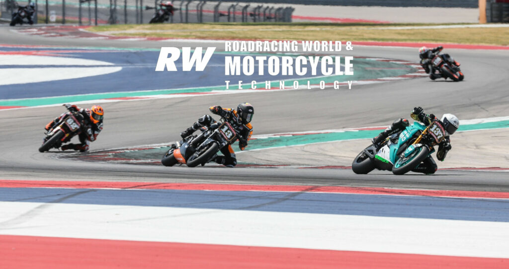 Mesa (137) leads DiBrino (62), AJ Peaslee (126), Tyler Duffy (95), and Nate Kern (9) in Race One at Circuit of The Americas. Photos by Brian J. Nelson.