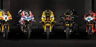 The five Ducati Panigale racer replica editions. Photo courtesy Ducati.