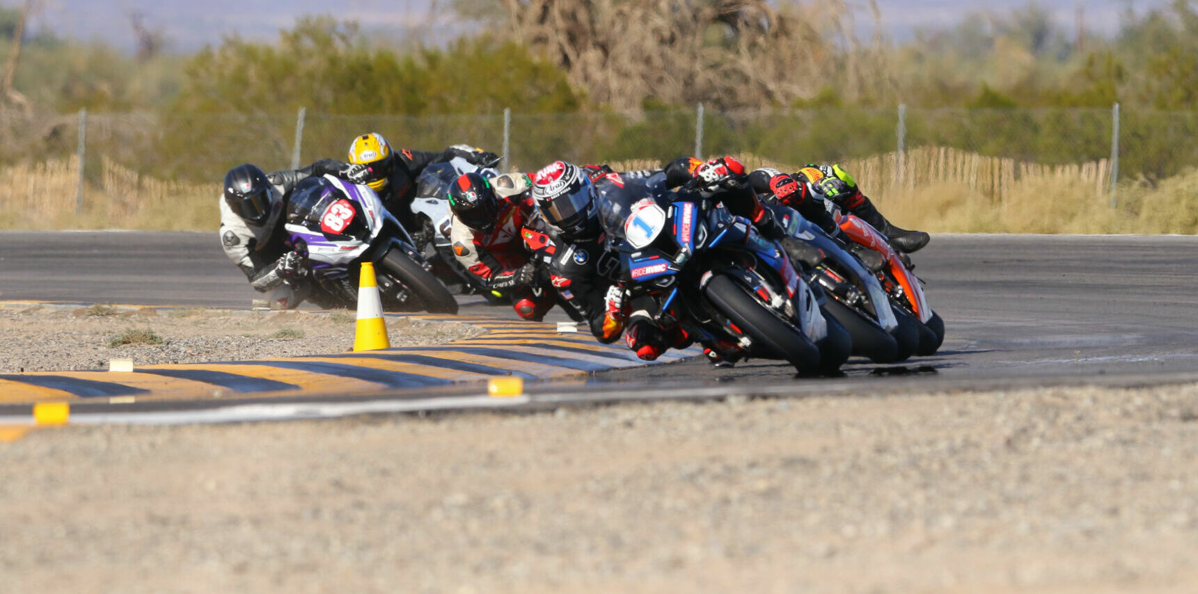 Corey Alexander (1) leads Andrew Lee (14), Jayson Uribe (3), and Anthony Norton (83) in the CVMA Stock 1000 Shootout. Photo by CaliPhotography, courtesy CVMA.