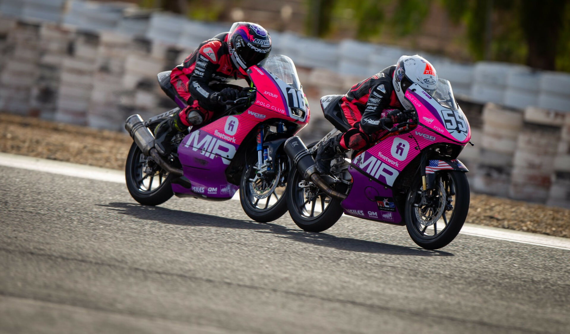 American Mikey Lou Sanchez (55) held off Joel Pons Llubes (16) to win Finetwork MIR Racing Cup Promo3 Race Two in Cartagena, Spain. Photo courtesy Sanchez Racing.