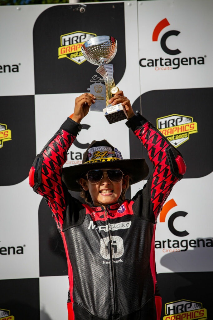 Mikey Lou Sanchez on top of the podium in Spain. Photo courtesy Sanchez Racing.