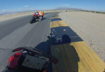An on-board shot from a recent CVMA New Racer School at Chuckwalla Valley Raceway led by Stuart "Stuman" Smith. Photo courtesy Stuman Rides.
