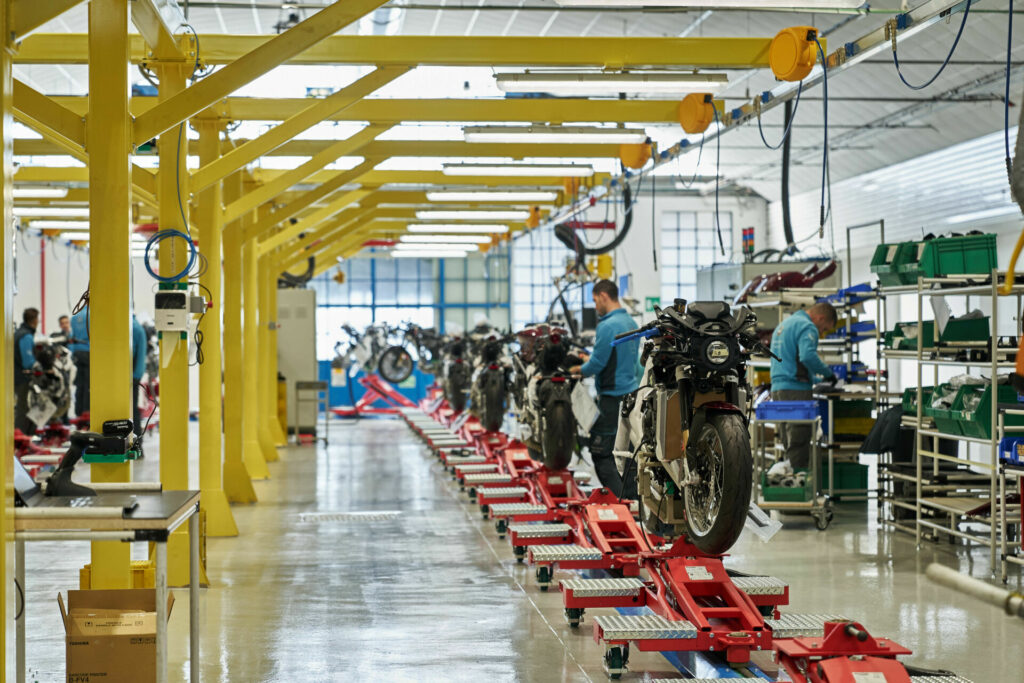 The new production line at MV Agusta's factory in Schiranna, Italy, is capable of producing 100 motorcycles per day. Photo courtesy MV Agusta.