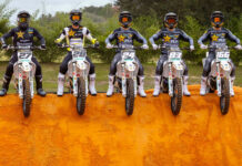 Rockstar Energy Husqvarna Factory Racing Team 450 riders Malcolm Stewart (27) and Christian Craig (28) and Rockstar Energy Husqvarna Factory Racing Team 250 riders RJ Hampshire (24), Guillem Farres (83), and Casey Cochran (166). Photo courtesy Husqvarna.