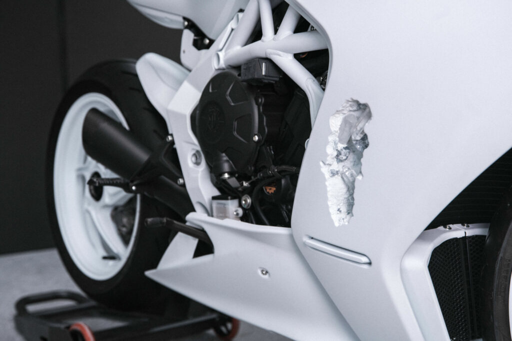 A close up of the artwork on the right side of an MV Agusta Superveloce Arsham. Photo courtesy MV Agusta.