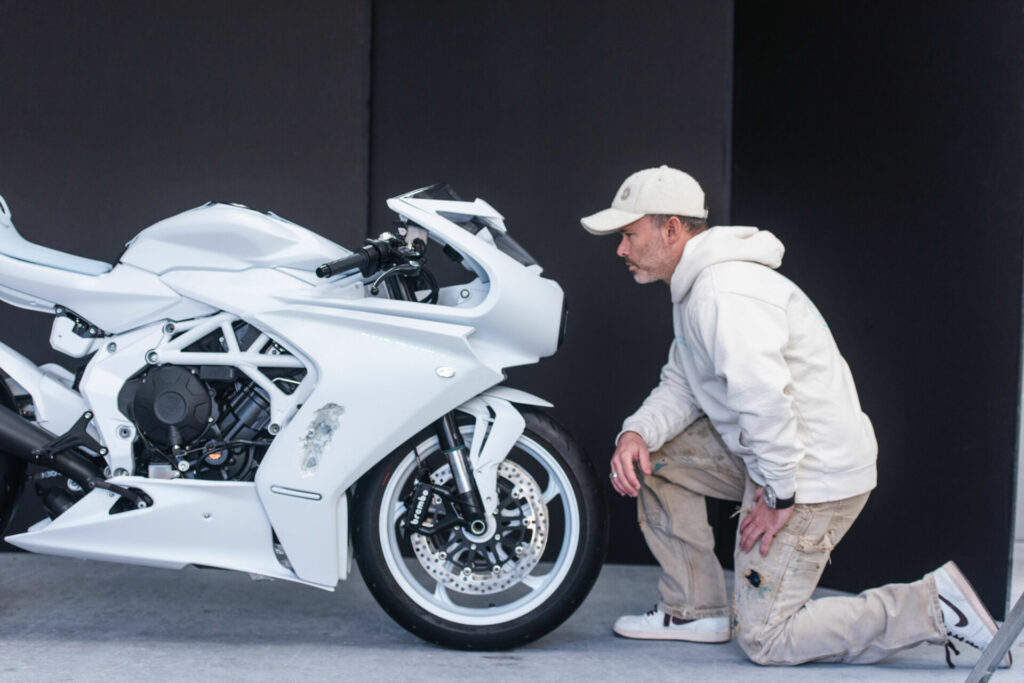 Artist Daniel Arsham and an MV Agusta Superveloce Arsham. Photo courtesy MV Agusta.