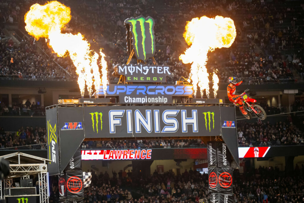 Jett Lawrence (18) made Supercross history In Anaheim, California. Photo courtesy Feld Entertainment, Inc.