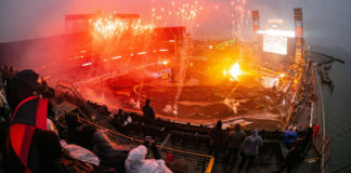 Heavy rains abbreviated daytime qualifying, shortened Main Events, and instigated track changes. Still, many riders left Oracle Park with a DNF rather than championship points. Photo courtesy Feld Motor Sports, Inc.