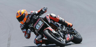 Andy DiBrino (62) in action during the 2023 MotoAmerica Super Hooligan season. Photo by Brian J. Nelson.