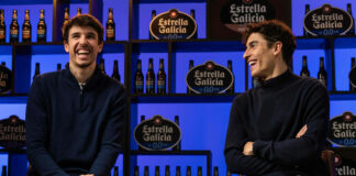 Gresini Racing Ducati teammates and brothers Alex Marquez (left) and Marc Marquez (right). Photo courtesy Estrella Galicia.