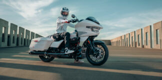 MotoAmerica King Of The Baggers racer Kyle Wyman on the new 2024 Harley-Davidson CVO Road Glide ST. Photo courtesy Harley-Davidson.
