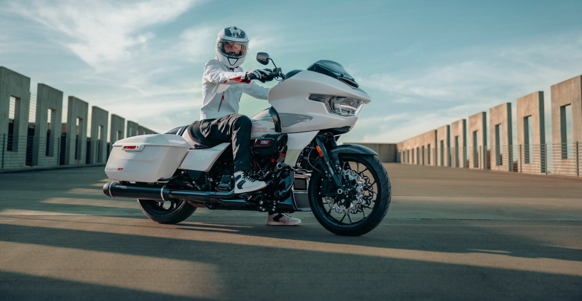 MotoAmerica King Of The Baggers racer Kyle Wyman on the new 2024 Harley-Davidson CVO Road Glide ST. Photo courtesy Harley-Davidson.