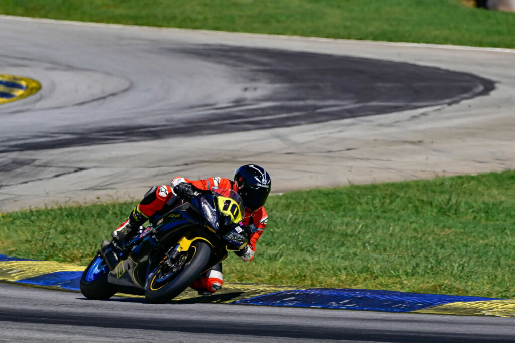 Precision Track Days co-owner Rafael “Rafi” Pacheco (10), as seen during the WERA Cycle Jam at Road Atlanta in 2023. 