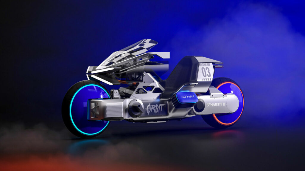 A Horwin SENMENTI X electric motorcycle concept model. Photo courtesy Horwin America.