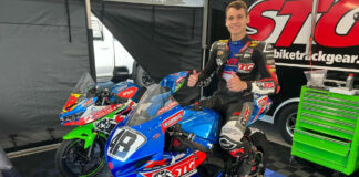 Max Van during a recent test on his new Team Hammer-built Suzuki GSX-R750 Supersport machine. Photo courtesy SportbikeTrackGear.com.