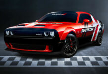 The Dodge Challenger SRT is the new Official Safety Car of the FIM Superbike World Championship. Image courtesy Dorna.