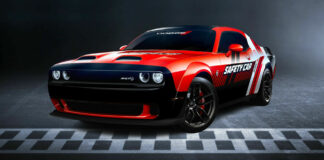 The Dodge Challenger SRT is the new Official Safety Car of the FIM Superbike World Championship. Image courtesy Dorna.