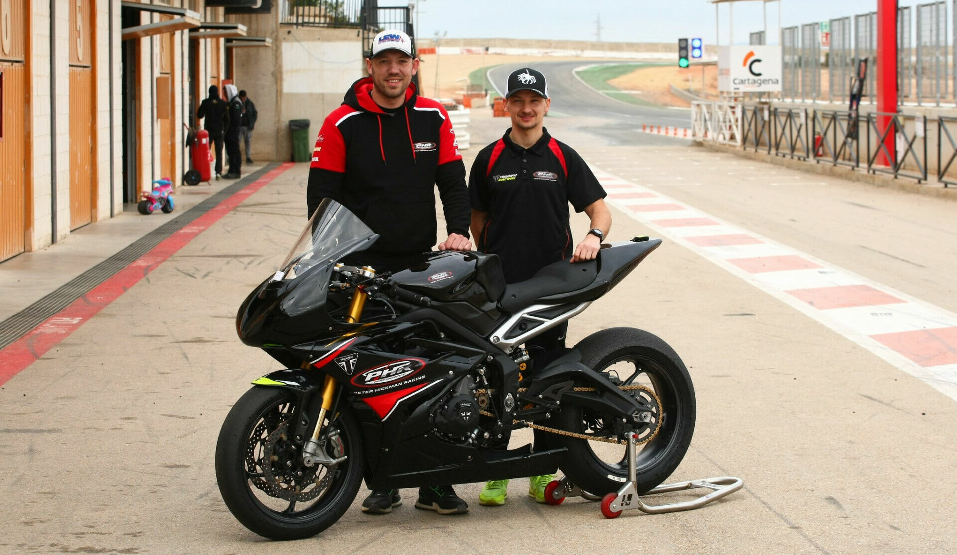 Peter Hickman (left) and Richard Cooper (right) will make up the two-rider Triumph factory-supported PHR Performance Team that will compete in the Daytona 200, March 7-9. Photo courtesy MotoAmerica.