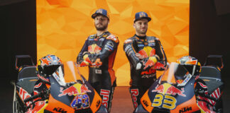 Jack Miller (left) and Brad Binder (right). Photo by Philip Platzer, courtesy Red Bull KTM Factory Racing.