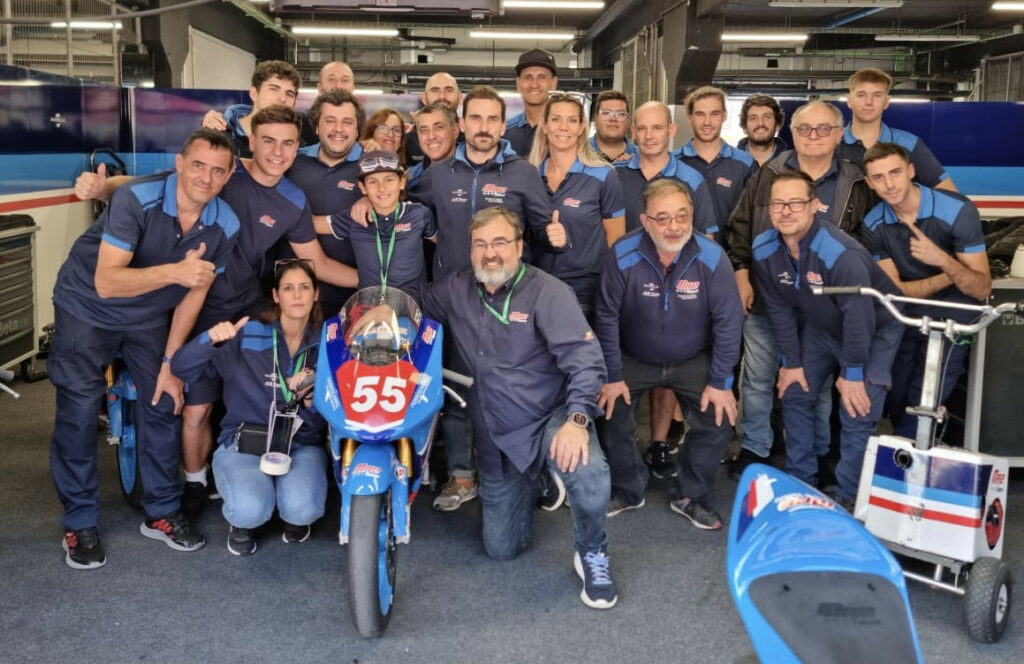 Mikey Lou Sanchez (seated on his bike) with the MRE Talent Team. Photo courtesy Sanchez Racing.