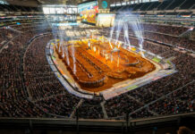 AT&T Stadium upheld the Dallas-area tradition of hosting great Supercross racing that started in 1975. The 2024 Arlington Supercross marked the 46th event in the area. Photo courtesy Feld Motor Sports.