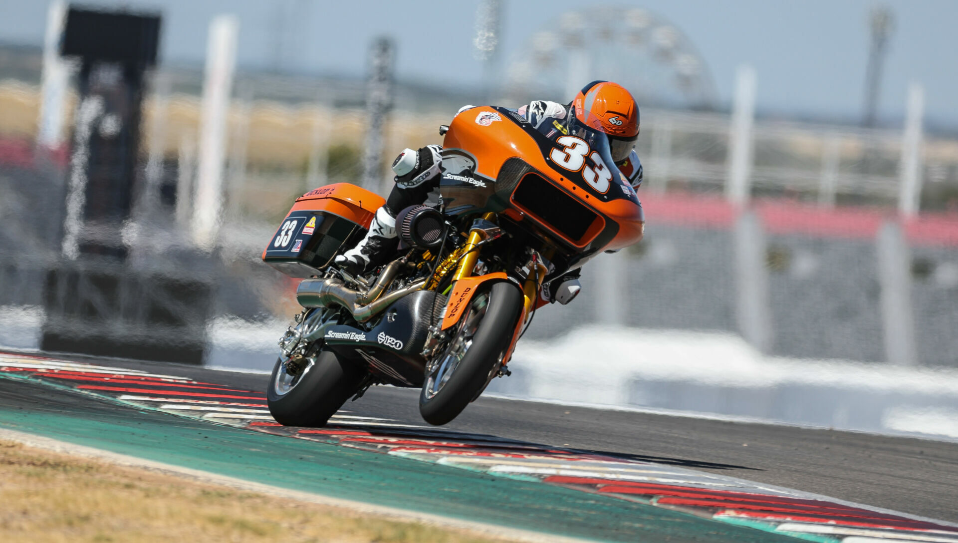 A round has been added to the 2023 MotoAmerica Mission King Of The Baggers Championship and that round is at Circuit of The Americas in conjunction with the Red Bull Grand Prix of The Americas. Kyle Wyman (33) is shown on his Screamin' Eagle Harley-Davidson Road Glide at COTA in 2023. Photo by Brian J. Nelson.