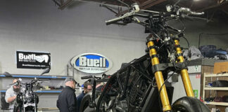 Buell Super Cruiser prototypes being prepared at the factory in Michigan, before heading to Daytona Bike Week. Photo courtesy Buell Motorcycles.