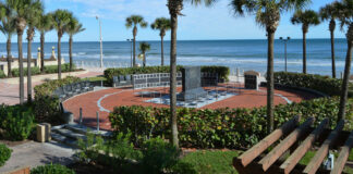The Daytona 200 Monument, in Daytona Beach, Florida. Photo courtesy Daytona200Monument.com.