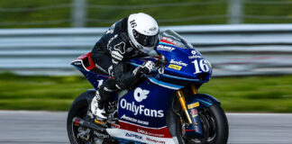 American Moto2 racer Joe Roberts (16), as seen during a recent unofficial test at Algarve International Circuit, in Portugal. Photo courtesy American Racing Team.