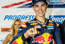Kody Kopp with his custom Thom Duma Fine Jewelers ring, memorializing one of his AFT Singles Championships. Photo by Tim Lester, courtesy AFT.