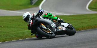 Stefano Mesa (37) riding a Boulder Motor Sports-built, Ducati-powered Pierobon X80R during the AHRMA event at Barber Motorsports Park in 2023. Photo by etechphoto, courtesy Boulder Motor Sports.