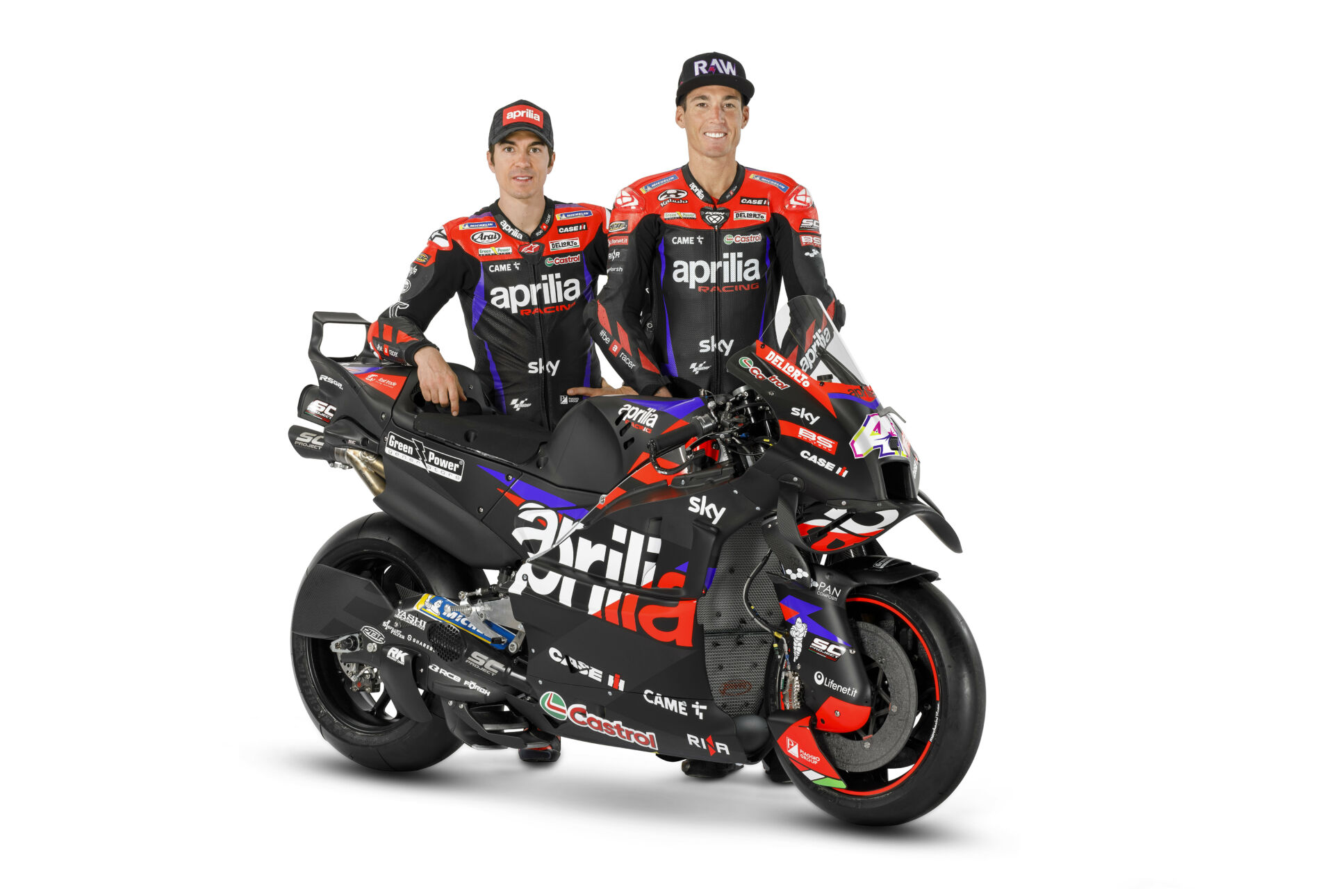 Aprilia factory riders Maverick Vinales (left) and Aleix Espargaro (right). Photo courtesy Aprilia.