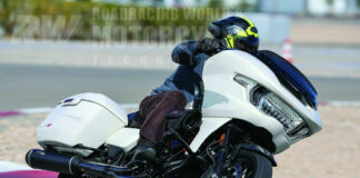 Harley-Davidson let journalists loose on the racetrack aboard the CVO Road Glide ST, and the bike was comfortable being pushed well beyond a typical street ride.