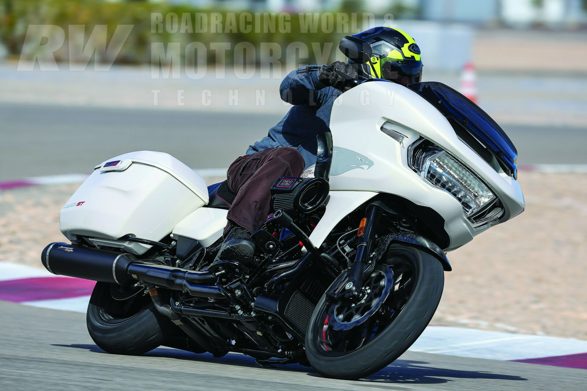 Harley-Davidson let journalists loose on the racetrack aboard the CVO Road Glide ST, and the bike was comfortable being pushed well beyond a typical street ride.