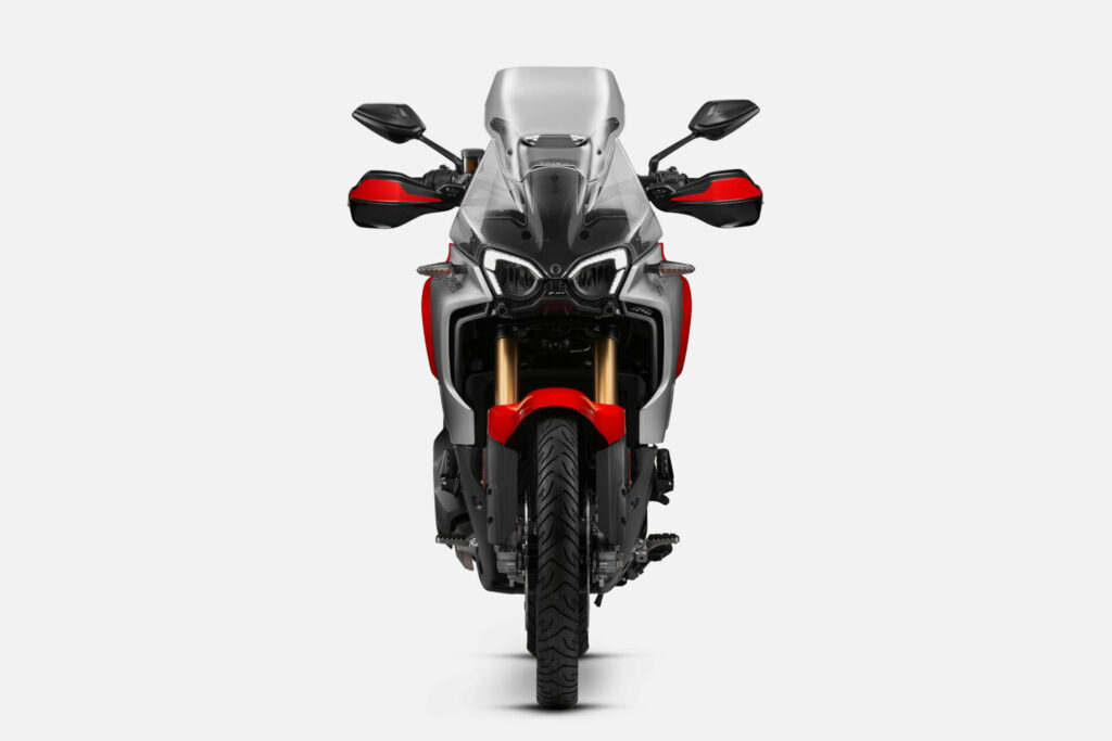 The head-on view of a 2024-model MV Agusta Enduro Veloce. Photo courtesy MV Agusta.