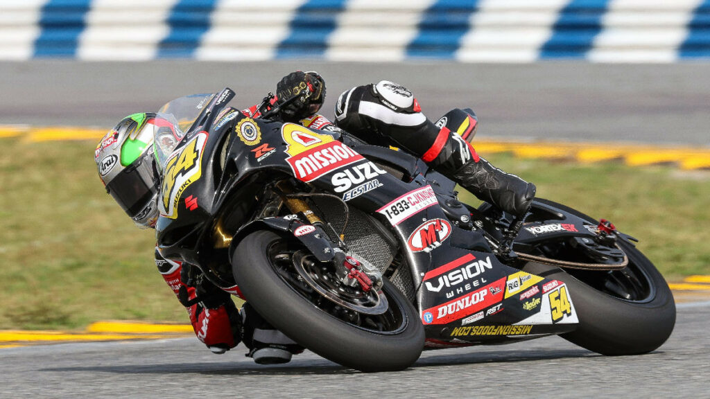 Vision Wheel M4 ECSTAR Suzuki’s Richie Escalante (54) will start the Daytona 200 in ninth. Photo by Brian J. Nelson, courtesy Suzuki Motor USA.