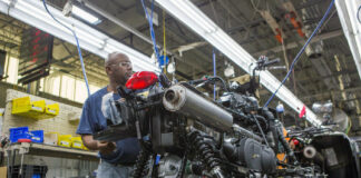 A Suzuki KingQuad ATV being assembled at Suzuki Manufacturing of America's plant in Rome, Georgia. Photo courtesy Suzuki Motor USA, LLC.