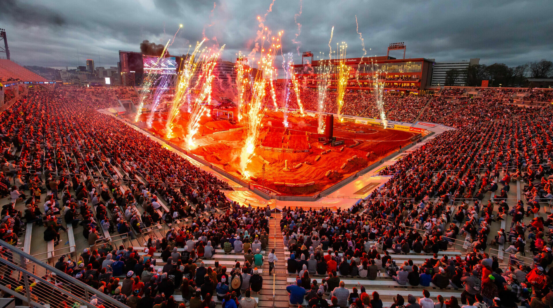 Supercross returned to Alabama for the first time in 40 years and Protective Stadium hosted its first Monster Energy AMA Supercross event. The red clay track featured a 308’ start straight, the longest of the season. Photo courtesy Feld Motor Sports, Inc.