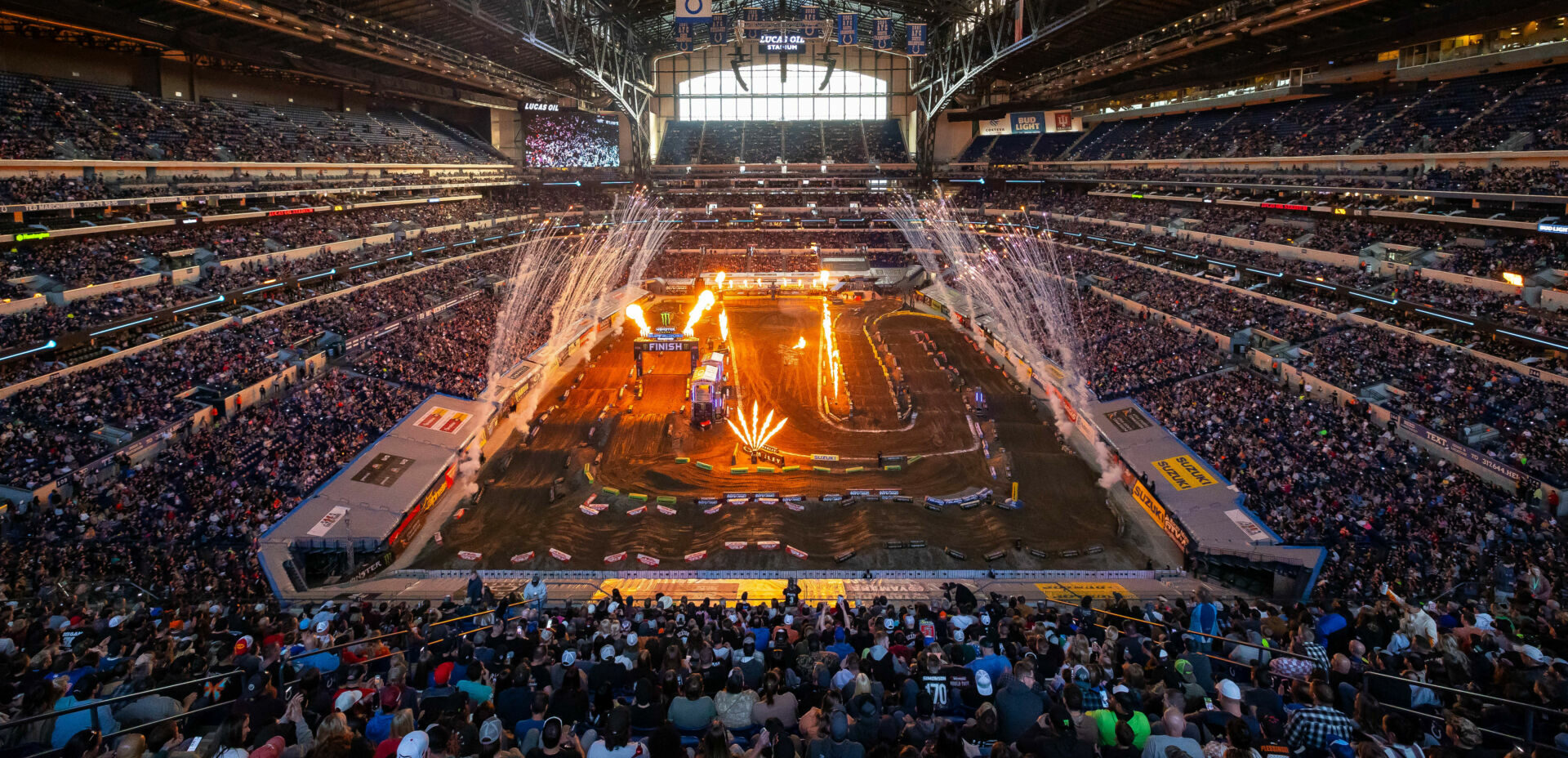 Lucas Oil Stadium hosted its first Triple Crown event. For the sixth-consecutive race, strong attendance was on display as over 62,000 fans packed the house in Indy. Photo courtesy Feld Motor Sports, Inc.