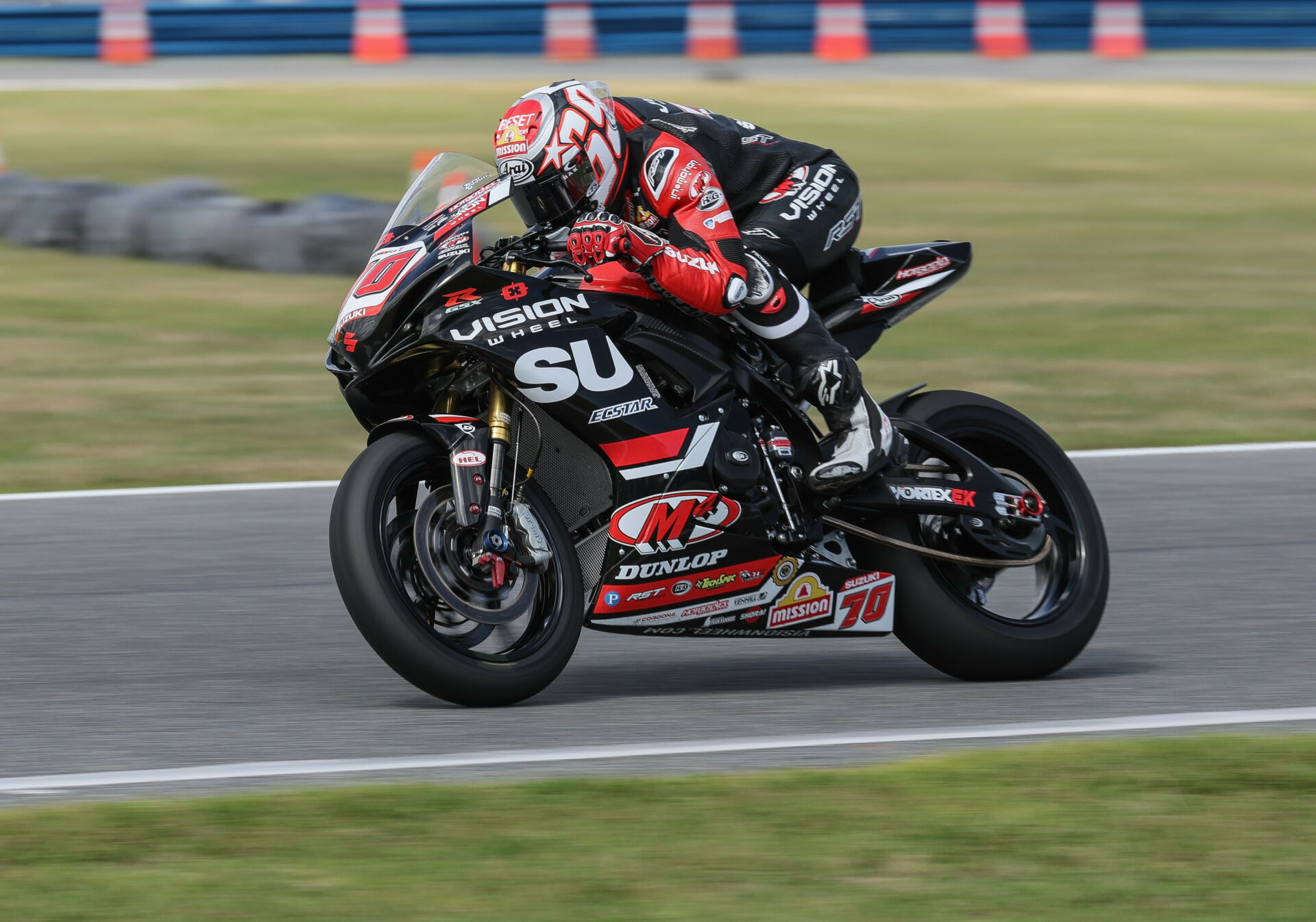 Tyler Scott (70) took the pole and raced to a second-place finish in the 82nd running of the Daytona 200. Photo by Brian J. Nelson, courtesy Suzuki Motor USA.