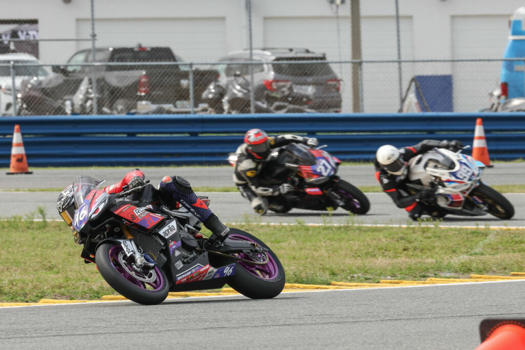 Gus Rodio (96) leads Avery Dreher (99) and Alessandro Di Mario (27) early in Twins Cup Race One. Photo by Brian J. Nelson.