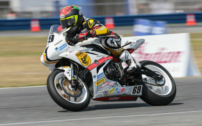 Danny Eslick (69), as seen on his TOBC Racing Triumph in 2023. Photo by Brian J. Nelson.