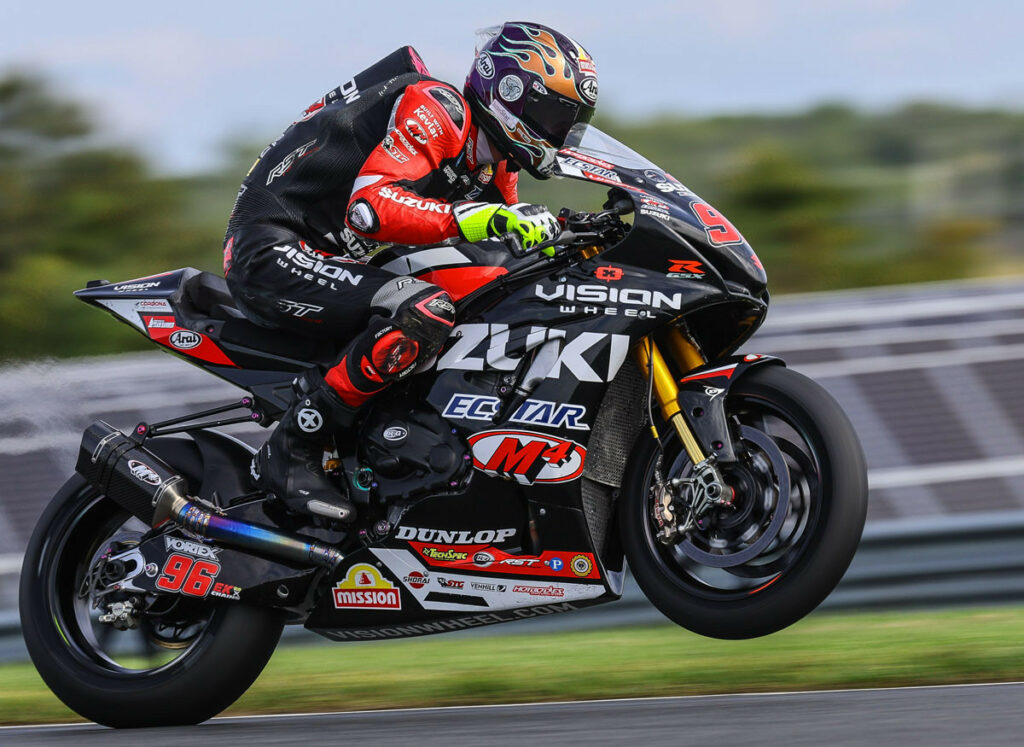 Two-time Daytona 200 winner Brandon Paasch (96) looks to bring consistent results in his first full Superbike season. Photo by Brian J. Nelson, courtesy Suzuki Motor USA, LLC.