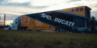 Rahal Ducati Moto's transporter at JenningsGP during a pre-season test. Photo courtesy Rahal Ducati Moto.