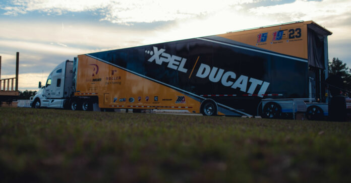 Rahal Ducati Moto's transporter at JenningsGP during a pre-season test. Photo courtesy Rahal Ducati Moto.