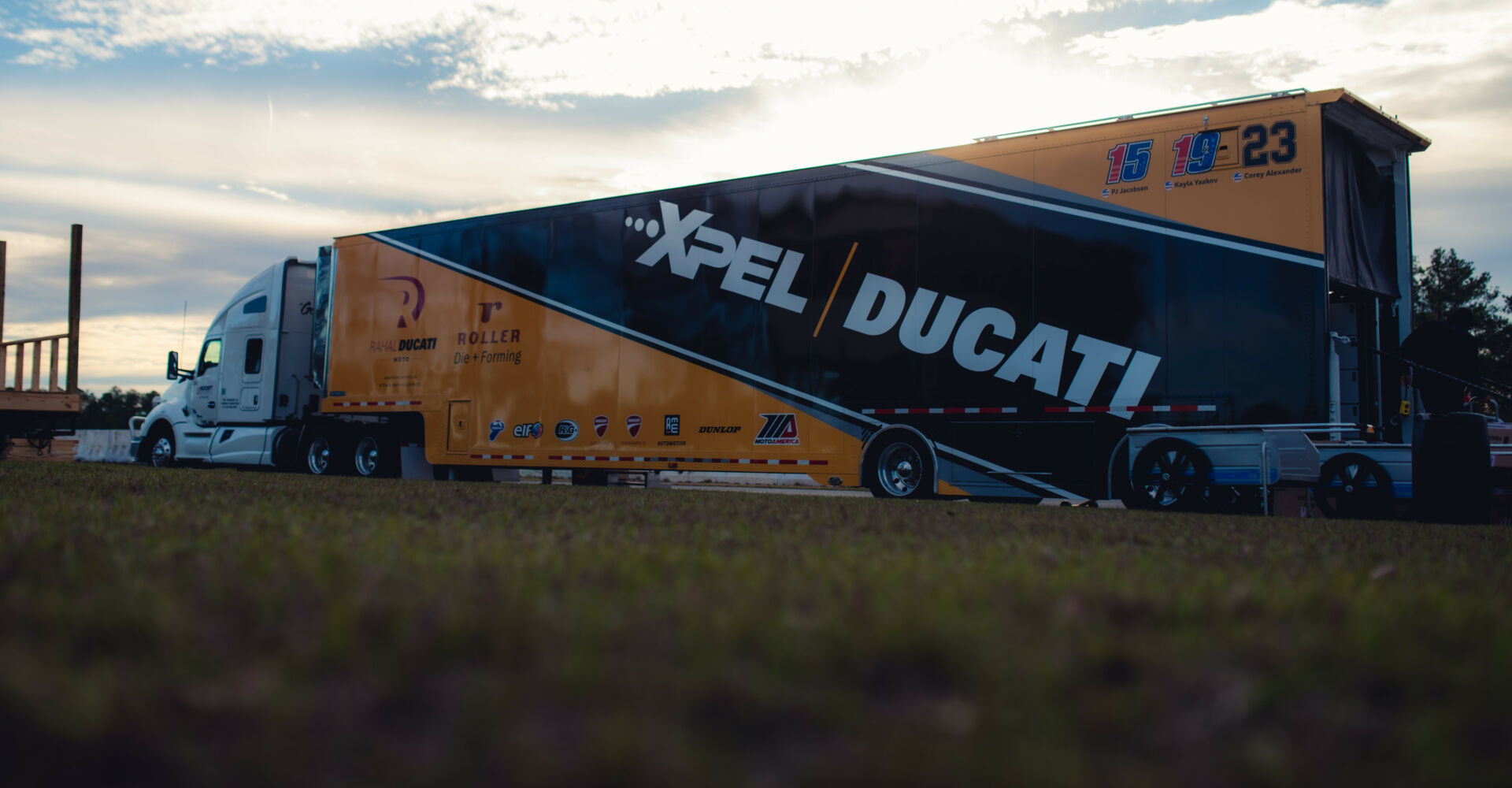 Rahal Ducati Moto's transporter at JenningsGP during a pre-season test. Photo courtesy Rahal Ducati Moto.