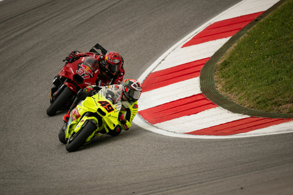 Fabio Di Giannantonio (49) leads Augusto Fernandez (37). Photo courtesy VR46 Racing Team.