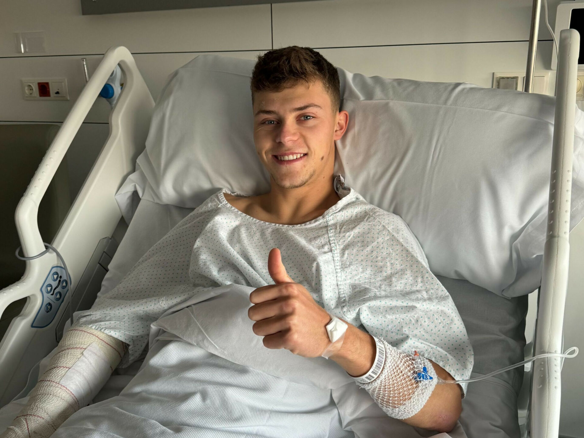 Filip Salac post-surgery. Photo courtesy Marc VDS Racing Team.